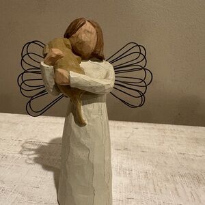 Willow Tree Angel with Dog - Cream and Brown